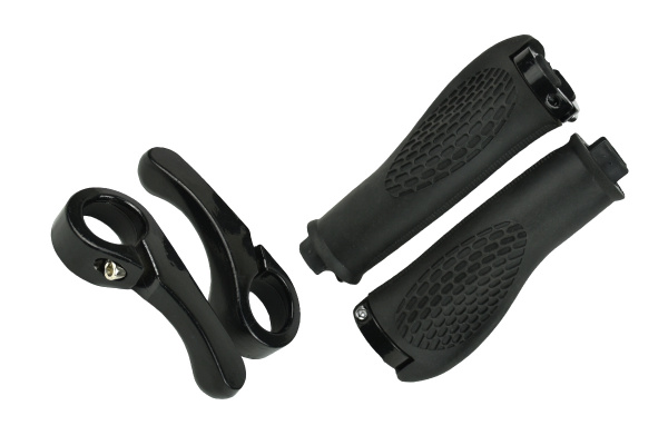 Грипсы MTB HL-GB311 130mm, эргономические, с рогами, пластик-резина, с грипстопом, черные